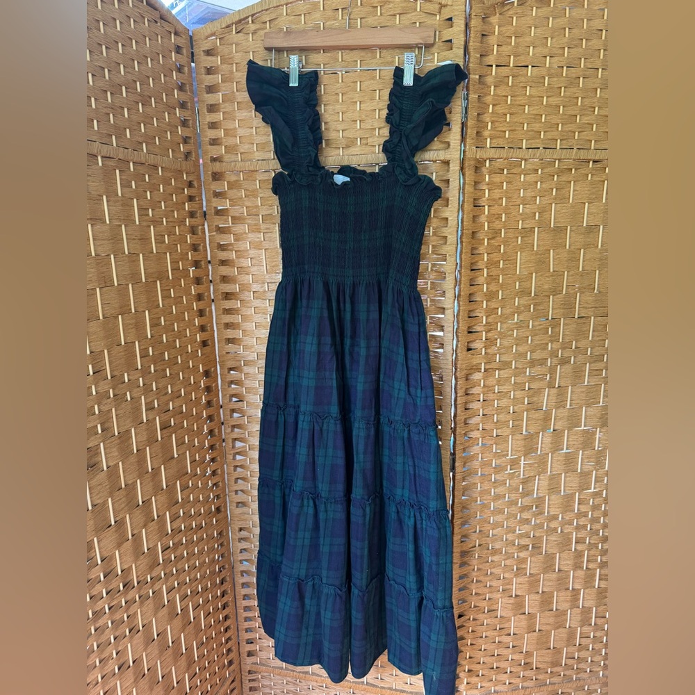 Plaid Maxi Dress with Ruffled Straps